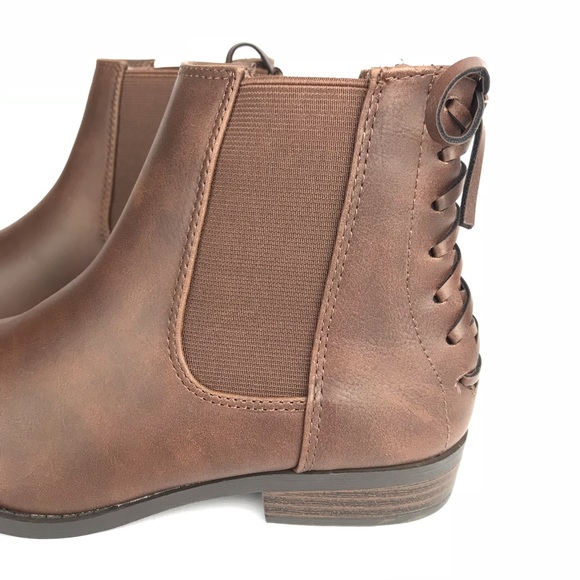 Short Brown Booties with Lace Up Detail - Picture 4 of 8